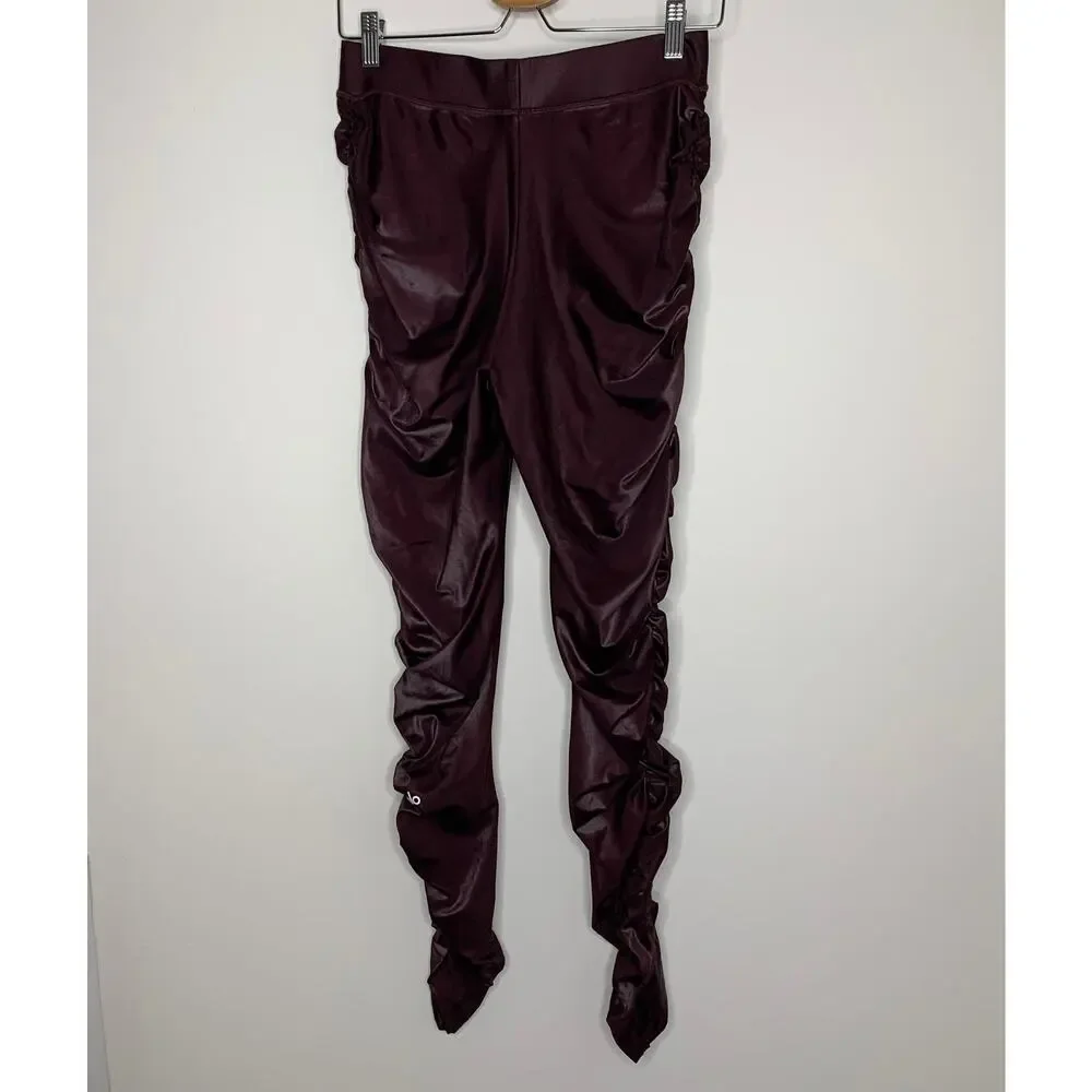 Alo yoga High-Waist Cinched Legging Oxblood Shine Purple Womens Large